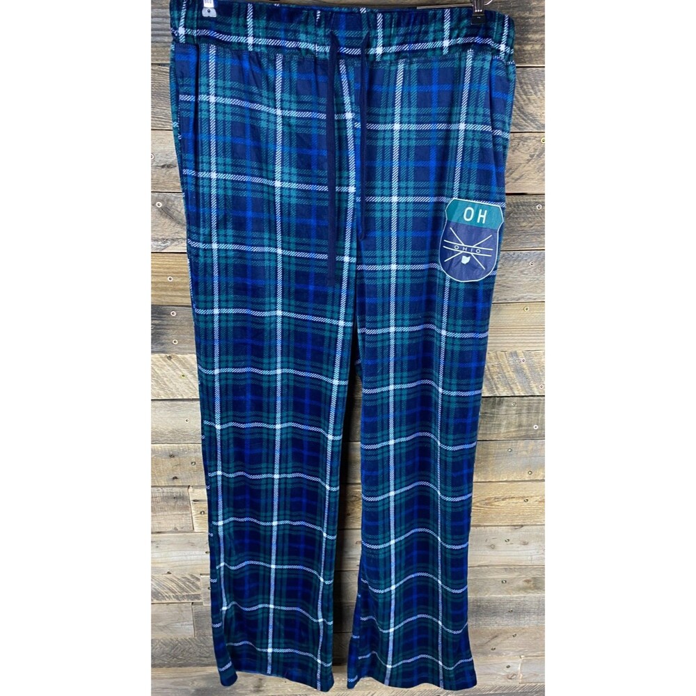 Home Free Mens Size 2XL Green/Black Plaid Ohio Soft Fleece Lounge Pajama Pants